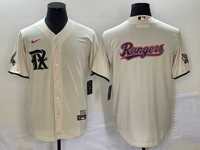 Men%27s Texas Rangers Cream Team Big Logo 2023 City Connect Cool Base Stitched Baseball Jersey->texas rangers->MLB Jersey